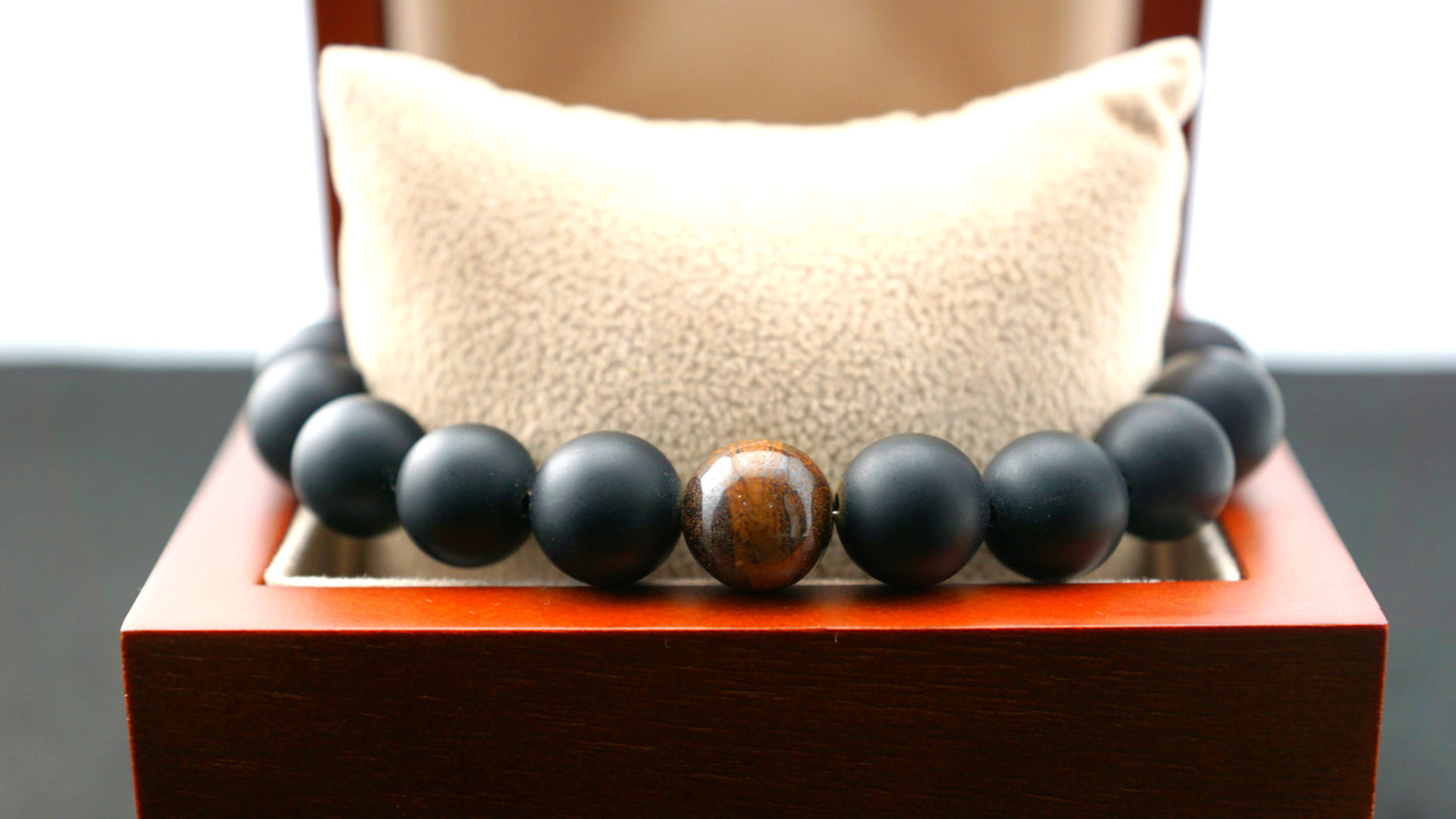 "Equanimity" Onyx, Opal, Sterling Silver, Bracelet
